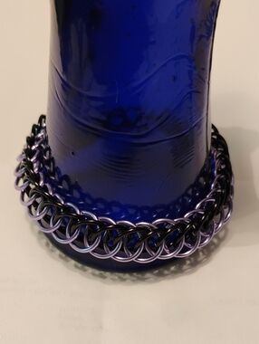 Handmade Chainmaille Bracelet in Black and Pale Purple